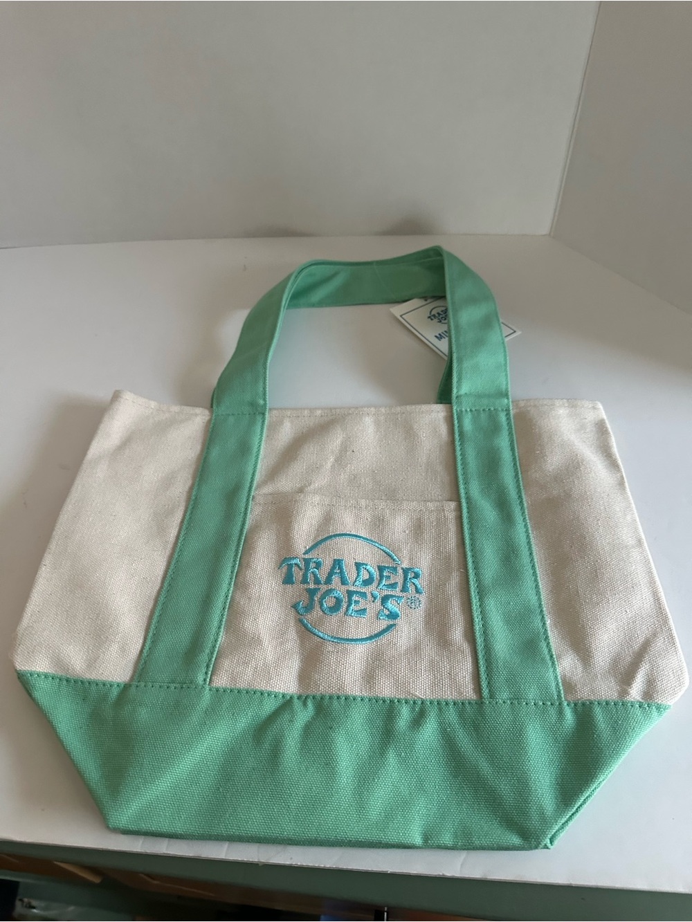 Trader Joe's Mint Canvas Tote Bag - Picture 4 of 5